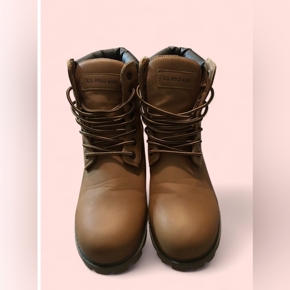U.S. Polo Assn. Owen High Work Boots Men’s Size 10 Tan Lace-Up - Picture 8 of 10